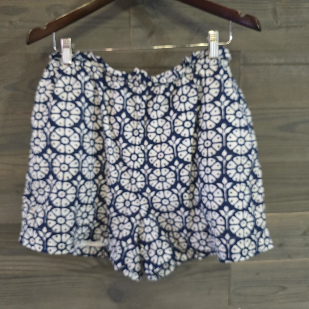 Roller Rabbit Womens Large Blue White Floral Print Tassel Lounge Shorts Pull On